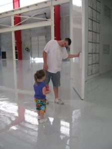 Cummins Solid Color Epoxy Floor and a visit by our granddaughter before we turn it over to the owner. A great job by Slip Free Systems 1929 County Road 129 Pearland TX 77581 www.slipfreesystems.com 281-482-5577 