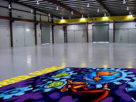 Solid Color Epoxy Floor Coating and Logo Placement  by Slip Free Systems 281-482-5577 and www.slipfreesystems.com